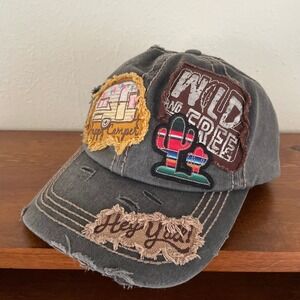 KBETHOS Hat Cap Distressed Happy Camper Wild Free Hey You Embroidered Patches